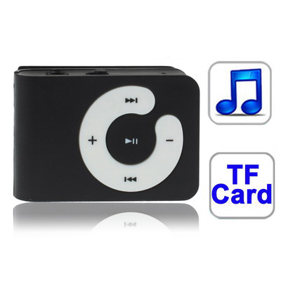 TF (Micro SD) Card Slot MP3 Player with Clip (Black)